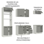 Cocina Integral 270 x 52 cm 10 Puertas 3 Cajones Blanco/Gris Agata Madesa 02