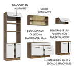 Cocina Integral 270 x 52 cm 9 Puertas 2 Cajones Marrón/Blanco Agata Madesa