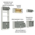 Cocina Integral 270 x 52 cm 9 Puertas 2 Cajones Blanco/Gris Agata Madesa