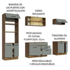 Cocina Integral 270 x 52 cm 9 Puertas 2 Cajones Marrón/Gris Agata Madesa