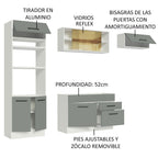 Cocina Integral 270 x 52 cm 7 Puertas 2 Cajones Blanco/Gris Agata Madesa 04