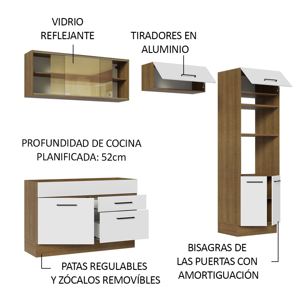 Cocina Integral 270 cm Marrón/Blanco Agata Madesa