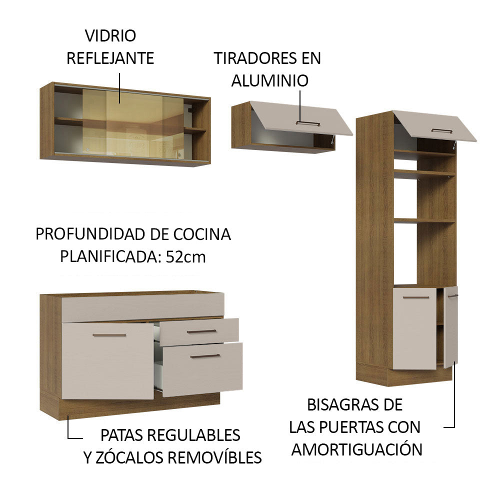 Cocina Integral 270 cm Marrón/Crema Agata Madesa