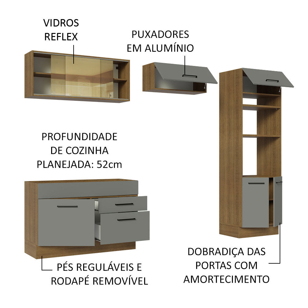Cocina Integral 270cm Marrón/Gris Agata 05