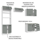 Cocina Integral 270 x 52 cm 8 Puertas 3 Cajones Blanco/Gris Agata Madesa 07