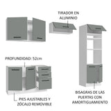 Cocina Integral 270cm Blanco/Gris Agata 08