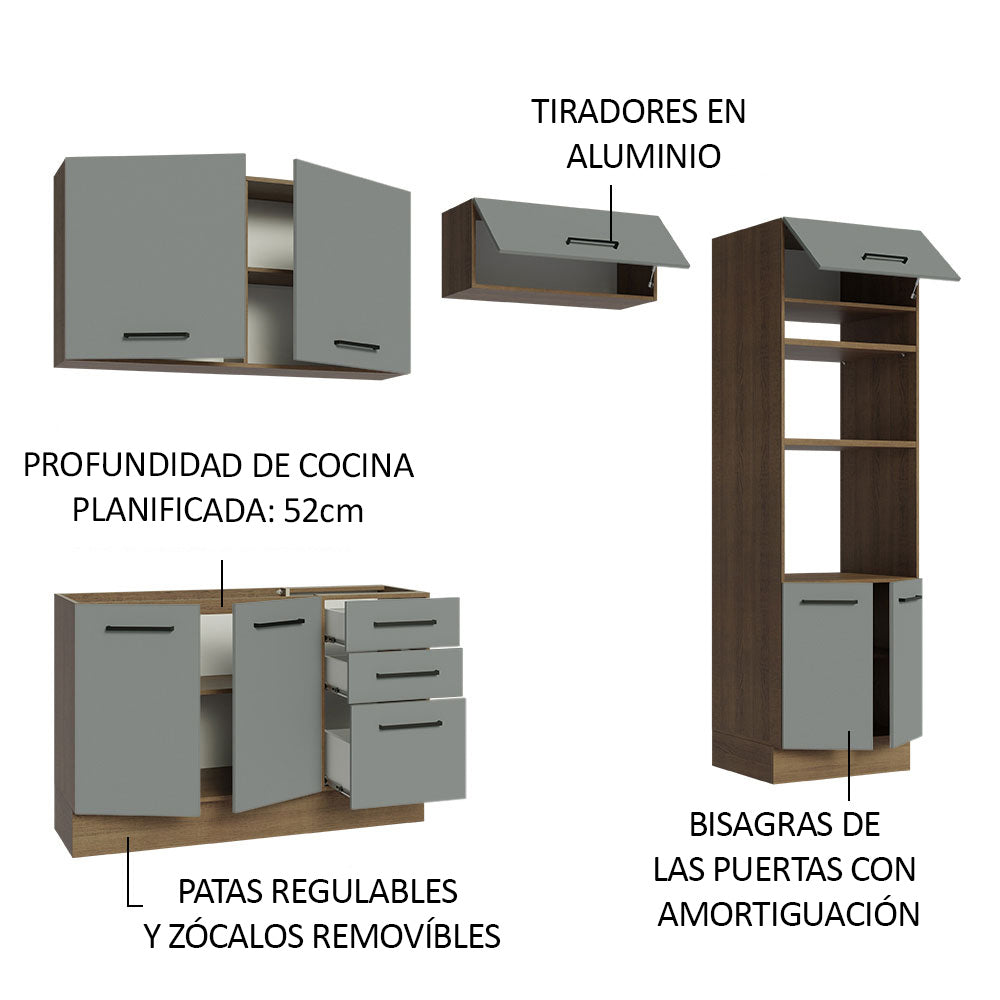 Cocina Integral 270 x 52 cm Marrón/Gris Agata Madesa