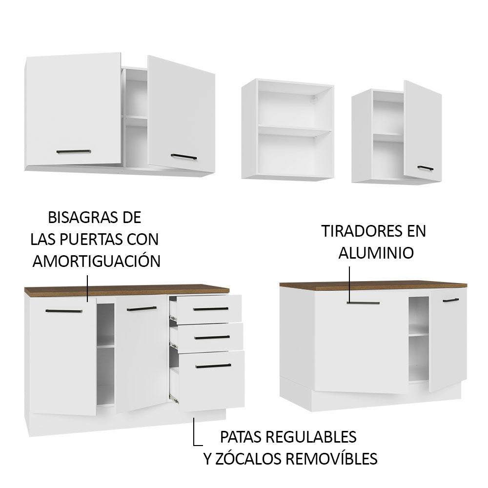 Cocina Integral 270 x 60 cm Blanco/Marrón Agata 09