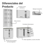 Cocina Integral 270 x 52 cm 9 Puertas 3 Cajones Blanco Agata Madesa