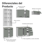 Cocina Integral 270 x 52 cm 9 Puertas 3 Cajones Blanco/Gris Agata Madesa