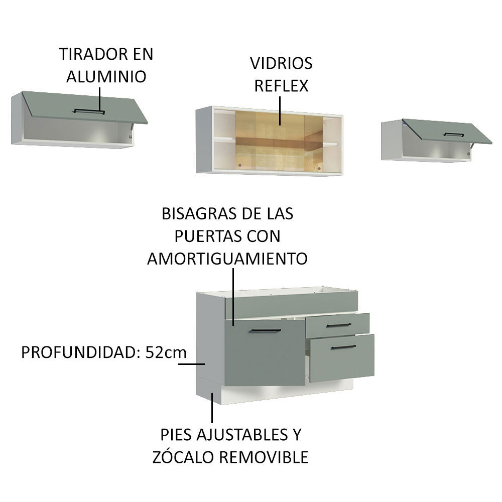 Cocina Integral 280cm Blanco/Gris Agata 01
