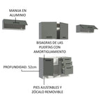 Cocina Integral 280 x 52 cm 5 Puertas 3 Cajones Blanco/Gris Agata Madesa 02