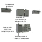 Cocina Integral 280 x 52 cm 5 Puertas 3 Cajones Blanco/Gris Agata Madesa 02