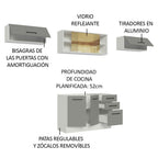 Cocina Integral 280 x 52 cm 5 Puertas 3 Cajones Blanco/Gris Agata Madesa 03