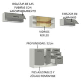 Cocina Integral 280cm Blanco/Gris Agata 03