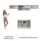 Cocina Integral 280 x 52 cm 5 Puertas 3 Cajones Blanco/Gris Agata Madesa 04