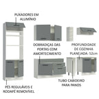 Cocina Integral 290 x 52 cm 9 Puertas 2 Cajones Con Mueble para Horno Blanco/Gris Agata Madesa