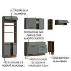 Cocina Integral 290 x 52 cm 7 Puertas 2 Cajones Con Mueble para Horno Marrón/Gris Agata Madesa
