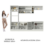 Cocina Integral 290 x 52 cm 10 Puertas 3 Cajones Con Mueble para Horno Blanco/Gris Agata Madesa 05