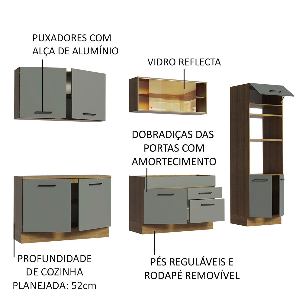 Cocina Integral 310cm Marrón/Gris Agata 01