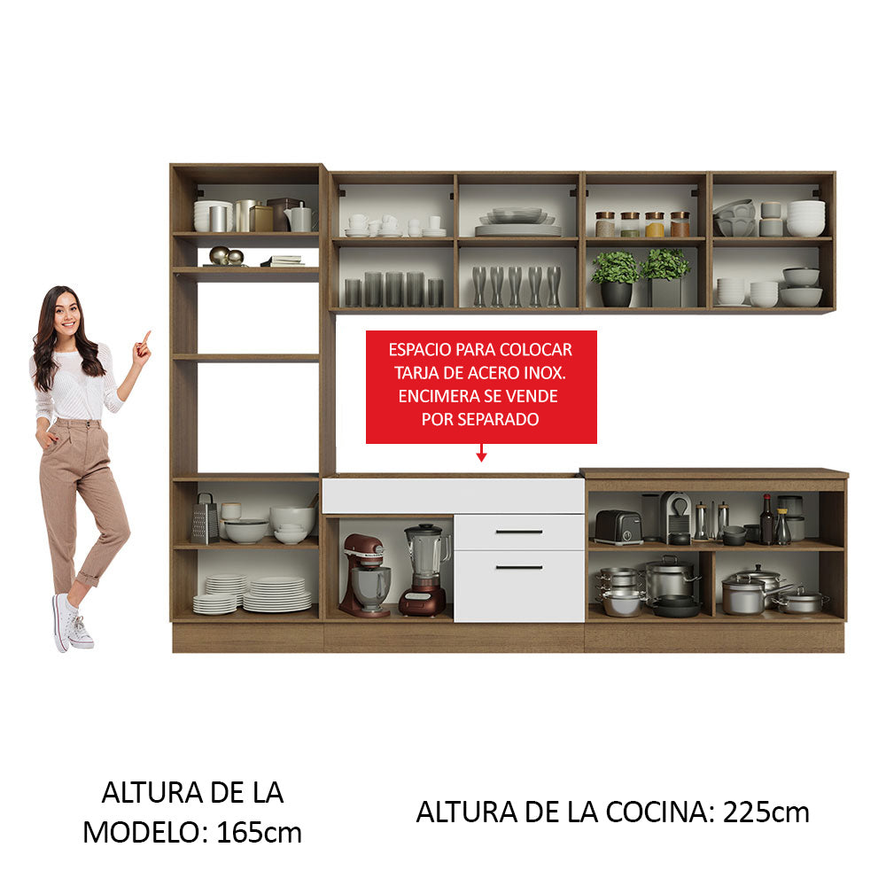 Cocina Integral 310 cm Con Mueble para Horno Marrón/Blanco Agata Madesa