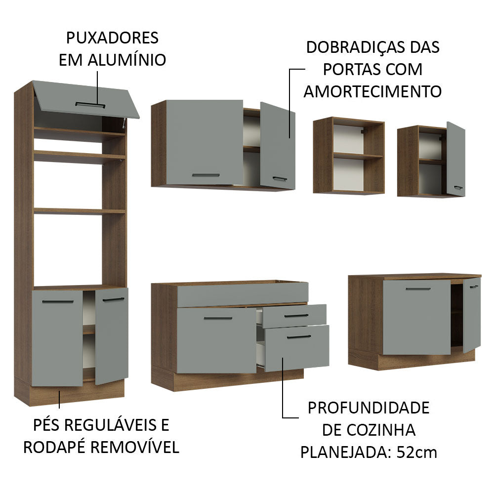 Cocina Integral 310cm Marrón/Gris Agata 02