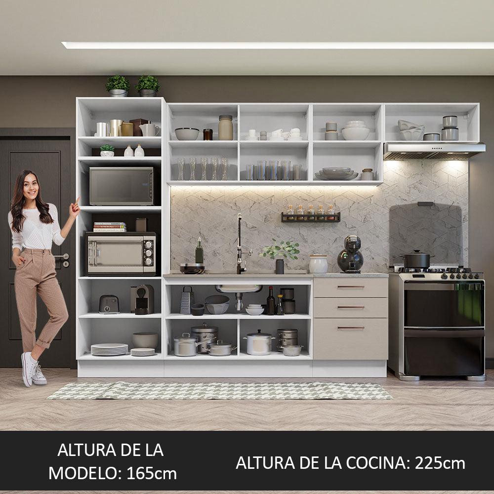Cocina Integral 330cm Blanco/Crema Agata 01
