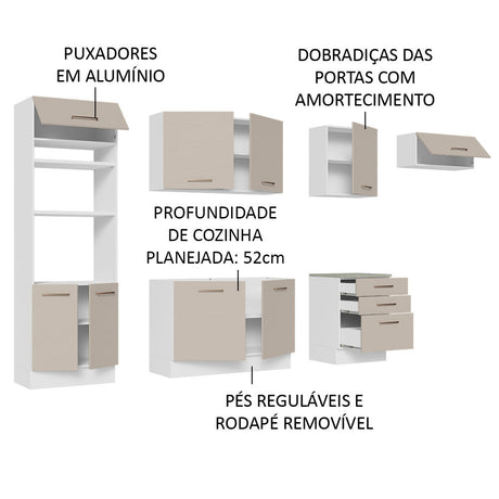 Cocina Integral 330cm Blanco/Crema Agata Madesa 01