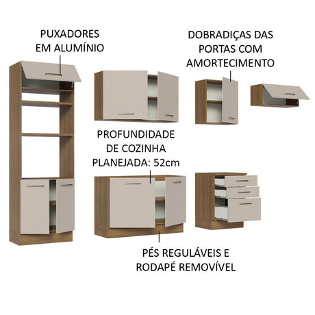 Cocina Integral 330cm Marrón/Crema Agata Madesa 01