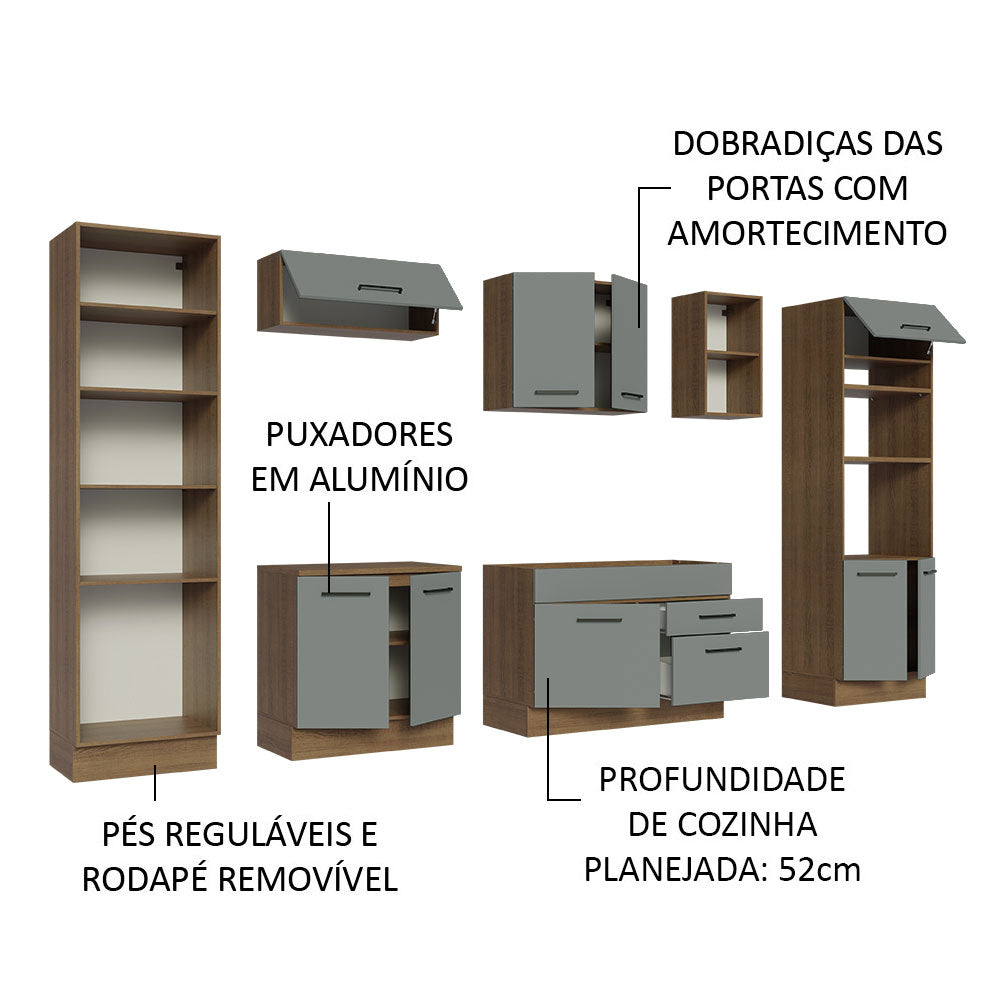 Cocina Integral 330cm Marrón/Gris Agata 02