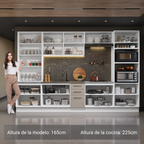 Cocina Integral 340 cm Con Mueble para Horno y Vitrina Blanco/Crema Agata Madesa