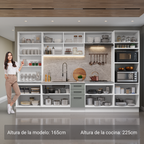 Cocina Integral 340 cm Con Mueble para Horno y Vitrina Blanco/Gris Agata Madesa