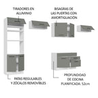 Cocina Integral 350 cm Con Mueble para Horno Blanco/Gris Agata Madesa