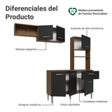 Cocina Integral 196cm Marrón/Negro Aura Madesa 01