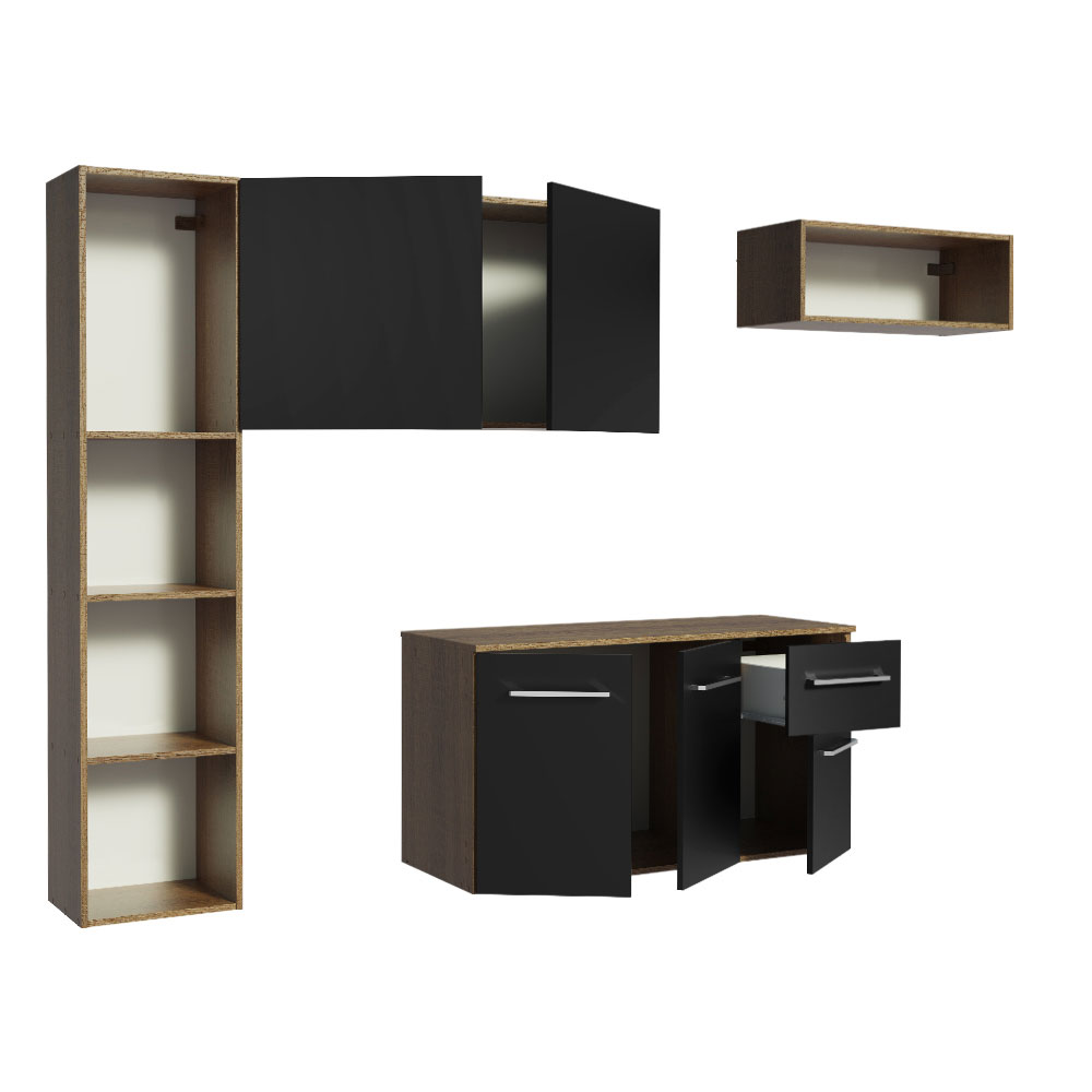 Cocina Compacta 180cm Marron/Negro Easy