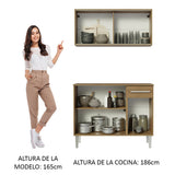 Cocina Compacta 105cm Con Gabinete Superior Marrón Emilly 01