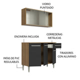 Cocina Compacta 105cm Con Gabinete Superior Marrón/Negro Emilly 01