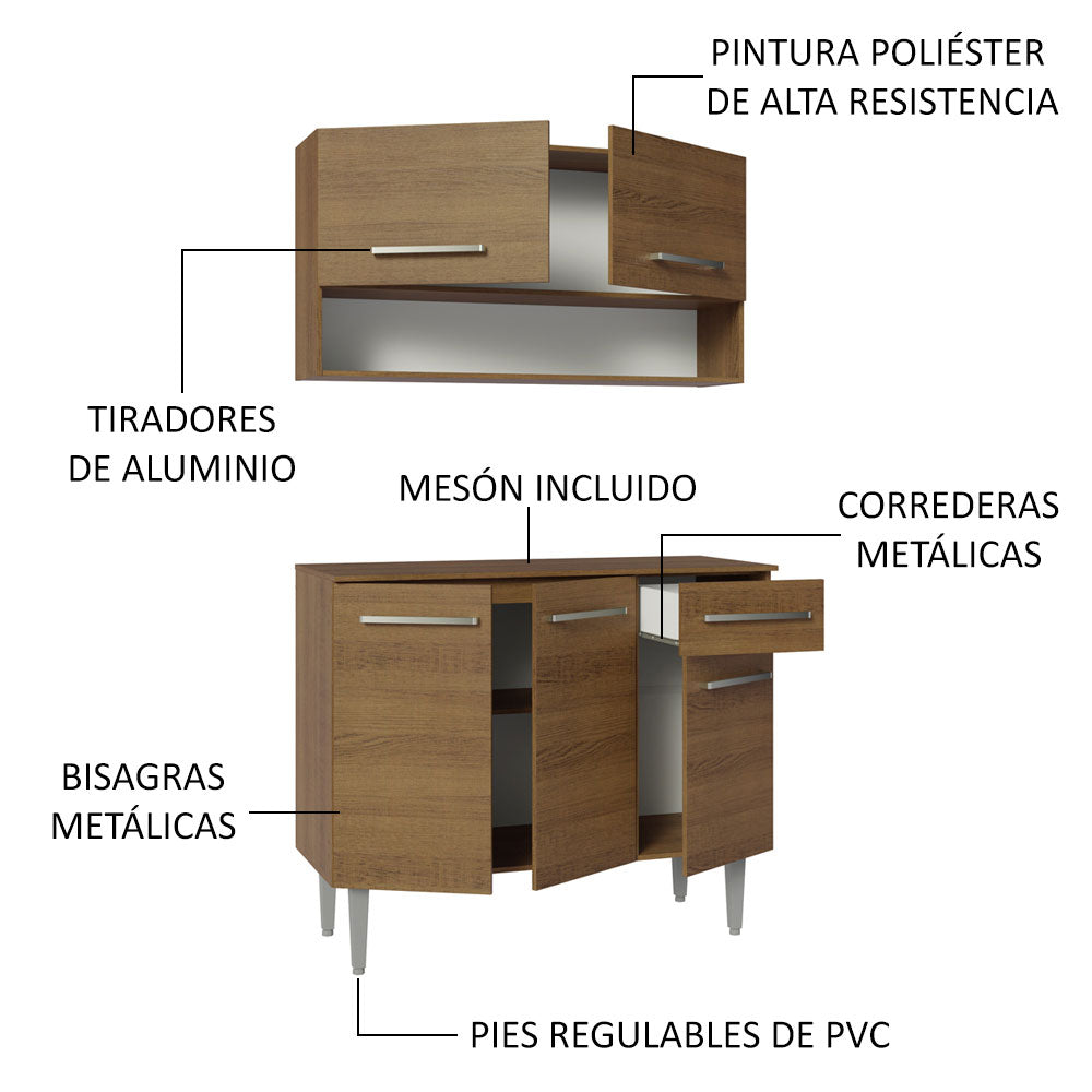 Cocina Integral 105cm Marrón Emilly Madesa 03