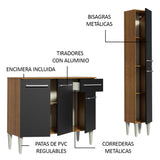 Cocina Compacta 137cm Marrón/Negro Emilly Silver 01