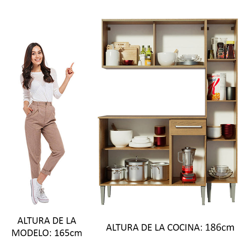 Cocina Compacta 137cm Marrón Emilly Force 02
