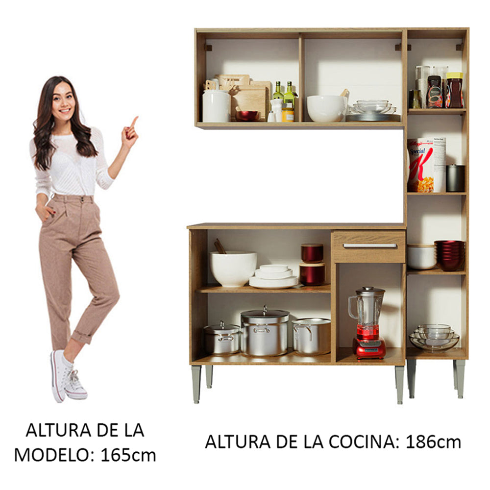 Cocina Compacta 137cm Marrón Emilly Art 04