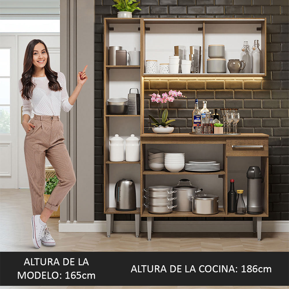 Cocina Compacta 137cm sin Fregadero Marrón Emilly 05