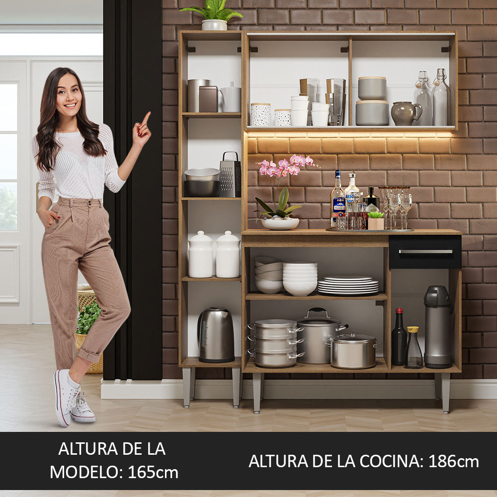 Cocina Compacta 137cm sin Fregadero Marrón/Negro Emilly 06
