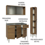 Cocina Compacta 137cm con Fregadero Marrón Emilly 07
