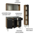 Cocina Compacta 137 cm Con Fregadero Marrón/Negro Emilly Madesa