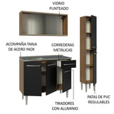 Cocina Compacta 137cm con Fregadero Marrón/Negro Emilly 07