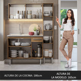 Cocina Compacta 137cm con Fregadero Marrón Emilly 08