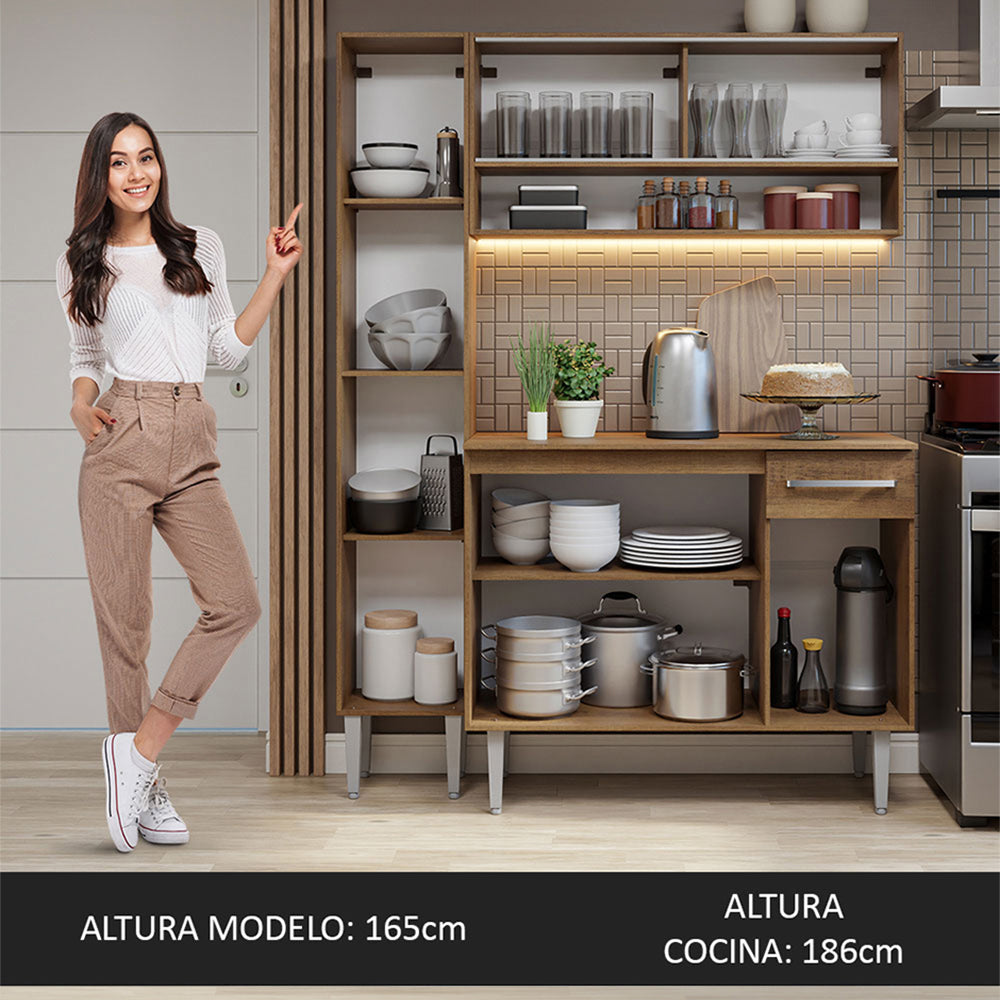 Cocina Compacta 137cm sin Fregadero Marrón Emilly 09