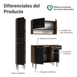 Cocina Integral 137 cm Marrón/Negro Emilly