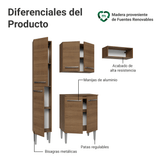 Cocina Compacta 156 cm Emilly Marrón 01